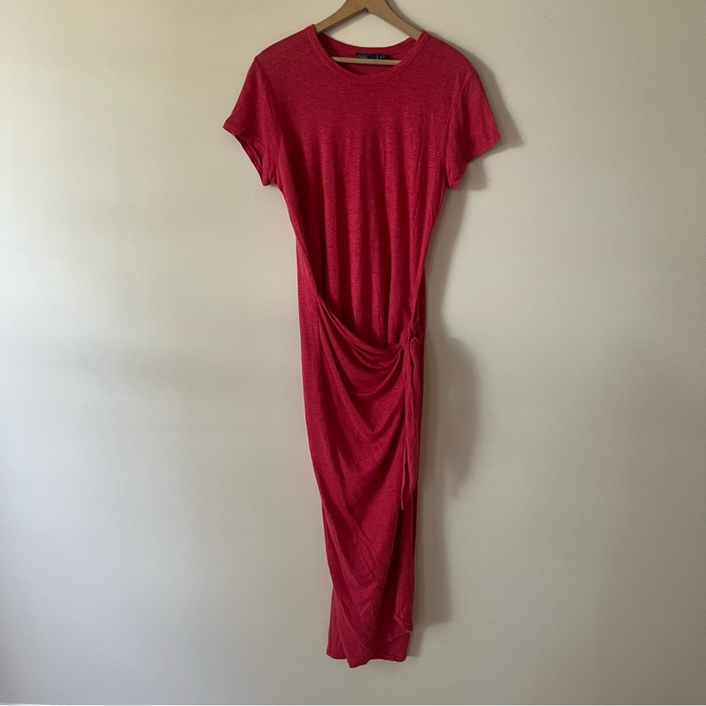 Polo Ralph Lauren 100% Linen Maxi Sarong Dress Size Small Coral Red